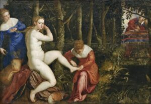Tintoretto, Susannah Bathing, 1550 Oil on canvas, 65.7 x 93.7 in Louvre Museum