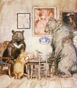 Arthur Rackham, Somebody Has Been at My Porridge, and Has Eaten It All Up!, 1918 Book illustration English Fairy Tales, Macmillan, 1918