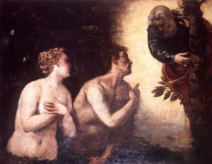 Tintoretto, Adam and Eve Rebuked by God, c 1550-1555 Oil on canvas, 90 x 110 cm Uffizi Gallery, Florence