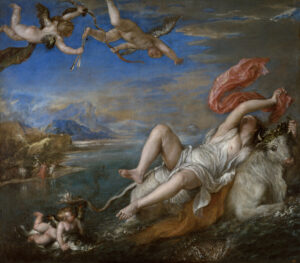 Titian, The Rape of Europa, between 1560 and 1562 Oil on canvas, 70 × 80.7 in Isabella Stewart Gardner Museum, Boston