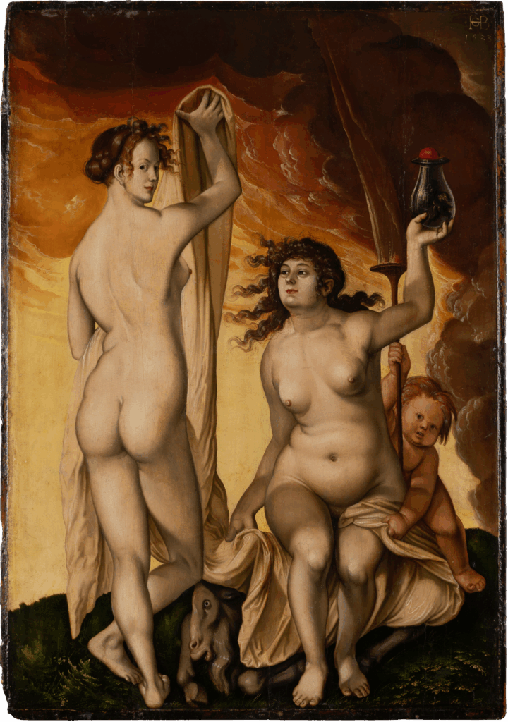 Hans Baldung,Two Witches, 1523 Oil on limewood, 25.7 x 18.1 in Städel Museum, Frankfurt