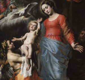 Theodoor van Loon, Holy Trinity with Mary, St. John the Baptist and Angels