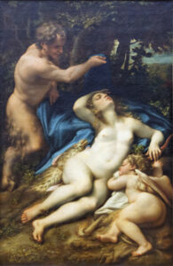Antonio da Correggio, Venus and Cupid with a Satyr, between 1524 and 1527 Oil on canvas, 74 x 49.2 in Louvre Museum, Paris