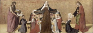 Enguerrand Quarton, The Virgin of Mercy, 1452 Tempera on panel, 25.9 x 73.6 in Condé Museum, Chantilly, France