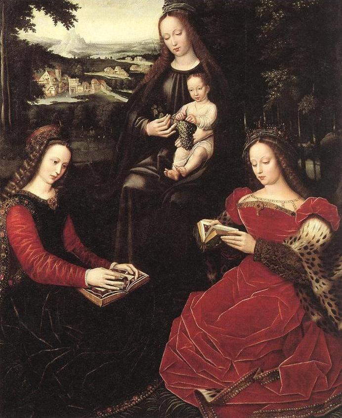 Ambrosius Benson, The Virgin and Child with Saint Barbara and Saint Catherine of Alexandria, c 1530–1532 Oil on panel, 52.4 × 42.5 in Louvre Museum, Paris