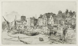 James Whistler, The 'Adam and Eve', Old Chelsea, 1878 Etching, 6.9 x 11.9 in Art Institute of Chicago