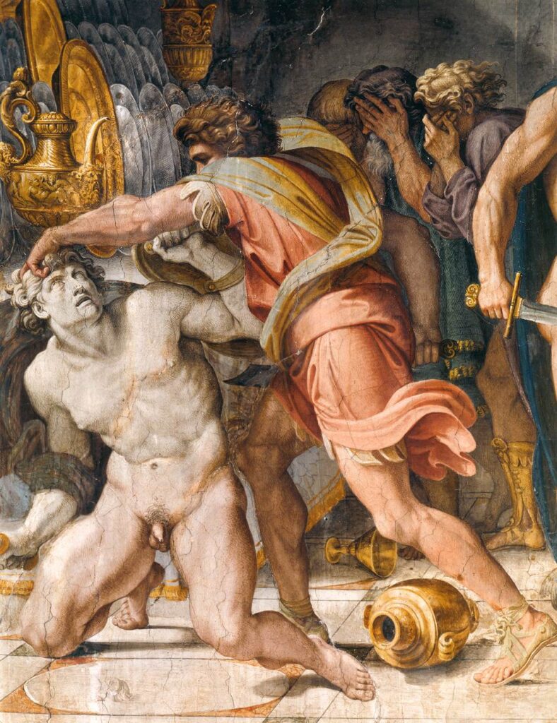 Annibale Carracci, Perseus Fighting with Phineus (detail), 1597–1602 Fresco Palazzo Farnese, Rome