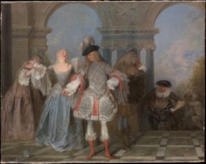 Jean-Antoine Watteau, The French Comedians, ca. 1720 Oil on canvas, 22 1/2 x 28 3/4 in Metropolitan Museum of Art, New York