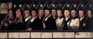 Jan van Scorel, 12 Members of the Haarlem Brotherhood of Jerusalem Pilgrims, 1528-29 Oil on panel, 45.3 x 108.7 in Frans Halsmuseum, Haarlem