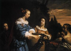 Jan de Bray, Pharaoh's Daughter with Her Attendants and Moses in the Reed Basket, 1661 Oil on canvas, 47.6 x 64.6 in Museum Boijmans Van Beuningen, Rotterdam