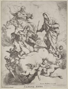 Luca Giordano, Saint Anne Received by the Virgin and Christ Etching National Gallery of Art, Washington DC