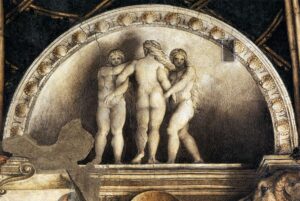 Antonio da Correggio, Three Graces 1518-19 Fresco Camera di San Paolo, Parma