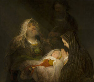 Aert de Gelder, Simeon’s Song of Praise, between circa 1700 and circa 1710 Oil on canvas, 37.2 x 42.3 in Mauritshuis, The Hague