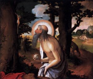 Lucas van Leyden, St Jerome Penitent, 1515-16 Oil on oak, 10.6 x 12.2 in Staatliche Museen, Berlin