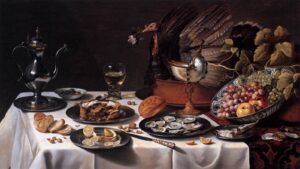 Pieter Claes, Still-life with Turkey-Pie, 1627 Oil on wood, 29.5 x 52 in Rijksmuseum, Amsterdam