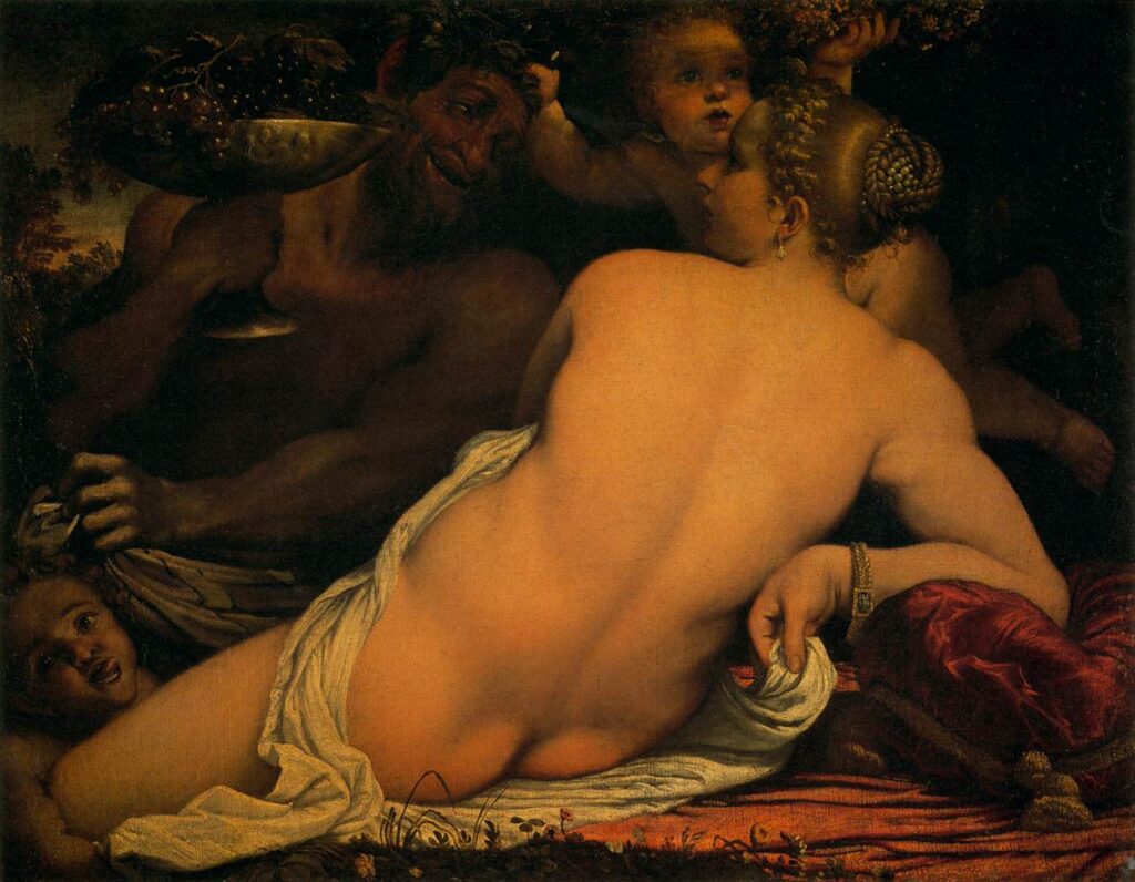 Annibale Carracci, Venus with a Satyr and Cupids, c 1588 Oil on canvas, 44.1 × 55.9 in Uffizi Gallery, Florence