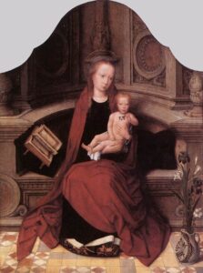 Adriaen Isenbrandt, Virgin and Child Enthroned, 1510s Oil on oak panel, 30.5 x 22.2 in Private collection