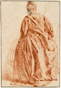 Jean-Antoine Watteau, Woman Seen from the Back, c.1715/16 Graphite and red chalk on paper, 5.5 x 3.8 in National Gallery of Ireland, Dublin