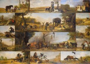 Paulus Potter, Punishment of a Hunter, circa 1647 Oil on panel, 33.2 x 47.2 in Hermitage Museum, St Petersburg