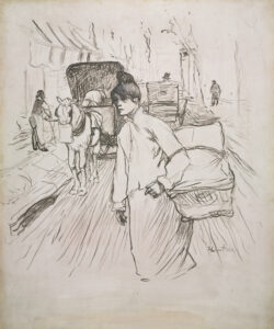 Henri de Toulouse-Lautrec, The Laundress, 1888 Black and gray wash with white paint on gray cardboard, 29 7/8 x 24 13/16 in Cleveland Museum of Art