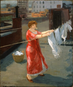 John Sloan, Red Kimono on the Roof, 1912, Oil on canvas, 24 x 20 in Indianapolis Museum of Art at Newfields