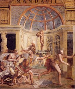 Giulio Romano, Mars Chasing Adonis from Venus's Pavilion, 1526-28 Fresco Sala di Psiche, Palazzo del Tè, Mantua