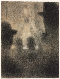 Georges Seurat, Café-Concert, between 1887 and 1888 Conté crayon heightened with white chalk, 12 3/8 x 9 5/16 in Cleveland Museum of Art