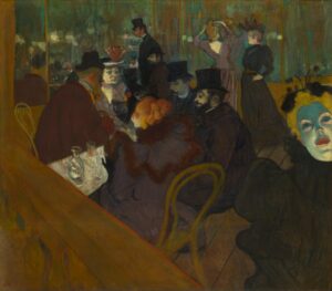 Henri de Toulouse-Lautrec, At the Moulin Rouge, 1892/95 Oil on canvas, 48.42 x 55.51 in Art Institute of Chicago