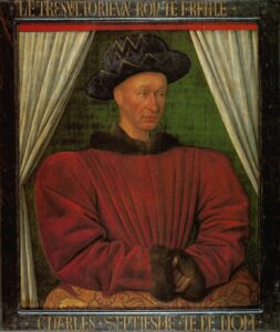 Jean Fouquet, Charles VII, King of France, 1444 Oil on oak panel, 33.7 x 27.7 in Louvre Museum, Paris