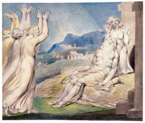 William Blake, Job's Comforters, 1805 Pen and black ink, gray wash, and watercolour, over traces of graphite The Morgan Library, New York