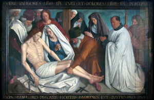 Jean Fouquet, Pietà, c 1470 Oil on walnut wood, 57.4 x 93.3 in Church of Saint-Martin de Nouais-les-Fontaines, France