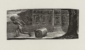 William Blake, ‘A Rolling Stone is ever Bare of Moss,' Illustrations to Robert John Thornton, ‘The Pastorals of Virgil’ Wood engraving on paper, 1.3 x 3 in Tate Gallery, London
