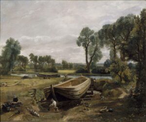 John Constable, Boat-Building Near Flatford Mill, 1815 Oil on canvas, 20 x 24.25 in Victoria & Albert Museum, London