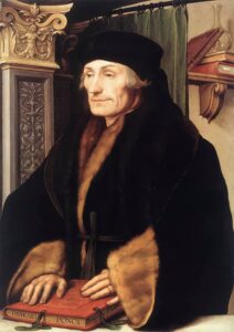 Hans Holbein the Younger, Portrait of Desiderius Erasmus of Rotterdam, 1523 Oil and tempera on panel, 28.9 x 20.2 in National Gallery, London