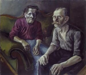 Otto Dix, The Artist's Parents, 1921 Oil on canvas, 44.5 × 39 in Kunstmuseum Basel, Switzerland