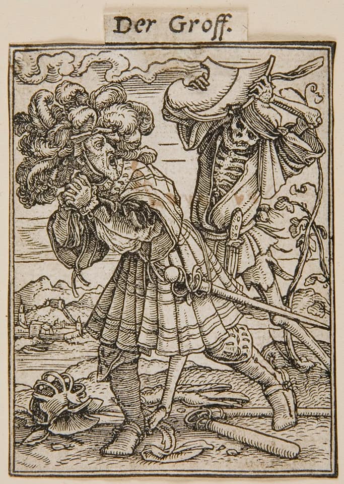 Hans Holbein the Younger, The Count, from the series known as The Dance of Death Woodcut, 2.6 × 1.9 in