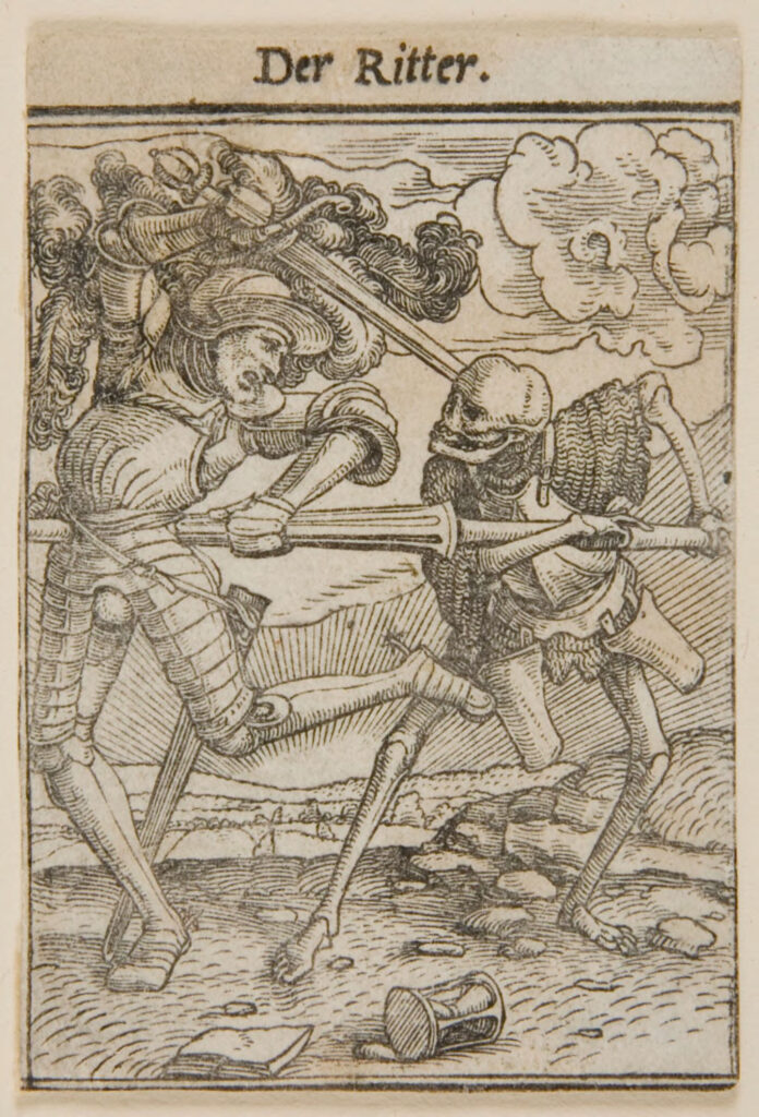 Hans Holbein the Younger, The Armed Knight, from the series known as The Dance of Death Woodcut, 2.6 × 1.9 in
