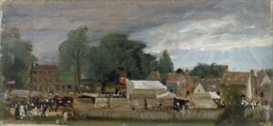 John Constable, A Village Fair, Probably at East Bergholt, 1811 Oil Sketch, 6.8 x 14 in Victoria & Albert Museum, London