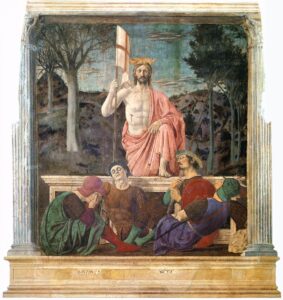 Piero della Francesca, Resurrection, 1463-65 Mural in fresco and tempera, 88.6 x 78.7 in Pinacoteca Comunale, Sansepolcro