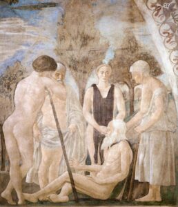 Piero della Francesca, Death of Adam (detail), 1452-66 Fresco San Francesco, Arezzo