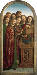 Jan van Eyck, Ghent Altarpiece - Singing Angels (left) Oil on panel 64 x 28 inches Saint Bavo's Cathedral, Ghent