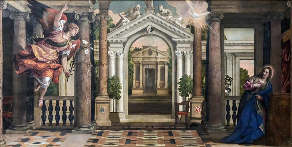 Paolo Veronese, Annunciation, 1578 Oil on canvas, 109.8 x 216 in Gallerie dell'Accademia, Venice
