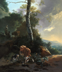 Adam Pynacker, Landscape With Enraged Ox, from 1665 until 1670 Oil on canvas, 46.18 x 41.41 in Art Gallery of New South Wales, Sydney