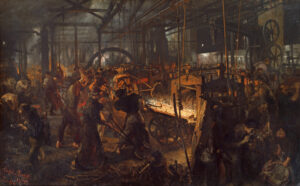 Adolph von Menzel, The Iron Rolling Mill (Modern Cyclopes), 1875 Oil on canvas, 62.2 x 100 in Alte Nationalgalerie, Berlin
