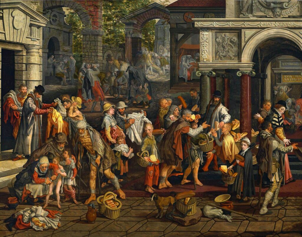 Pieter Aertsen, Deeds of Christian Charity, 1575 Oil on panel, 44 x 56.4 in National Museum in Warsaw
