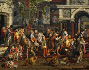 Pieter Aertsen, Deeds of Christian Charity, 1575 Oil on panel, 44 x 56.4 in National Museum in Warsaw