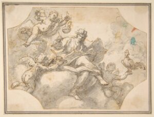 Francesco Solimena, Allegorical Figure of Study, between 1657 and 1747 Pen and brown ink, brush and gray wash, over black chalk, 5 11/16 × 7 3/4 in Metropolitan Museum of Art, New York