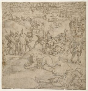 Jan Cornelisz Vermeyen, The Fall of Tunis, c 1545 Pen in brown ink and grey wash, 13.9 x 13.6 in Rijksmuseum, Amsterdam