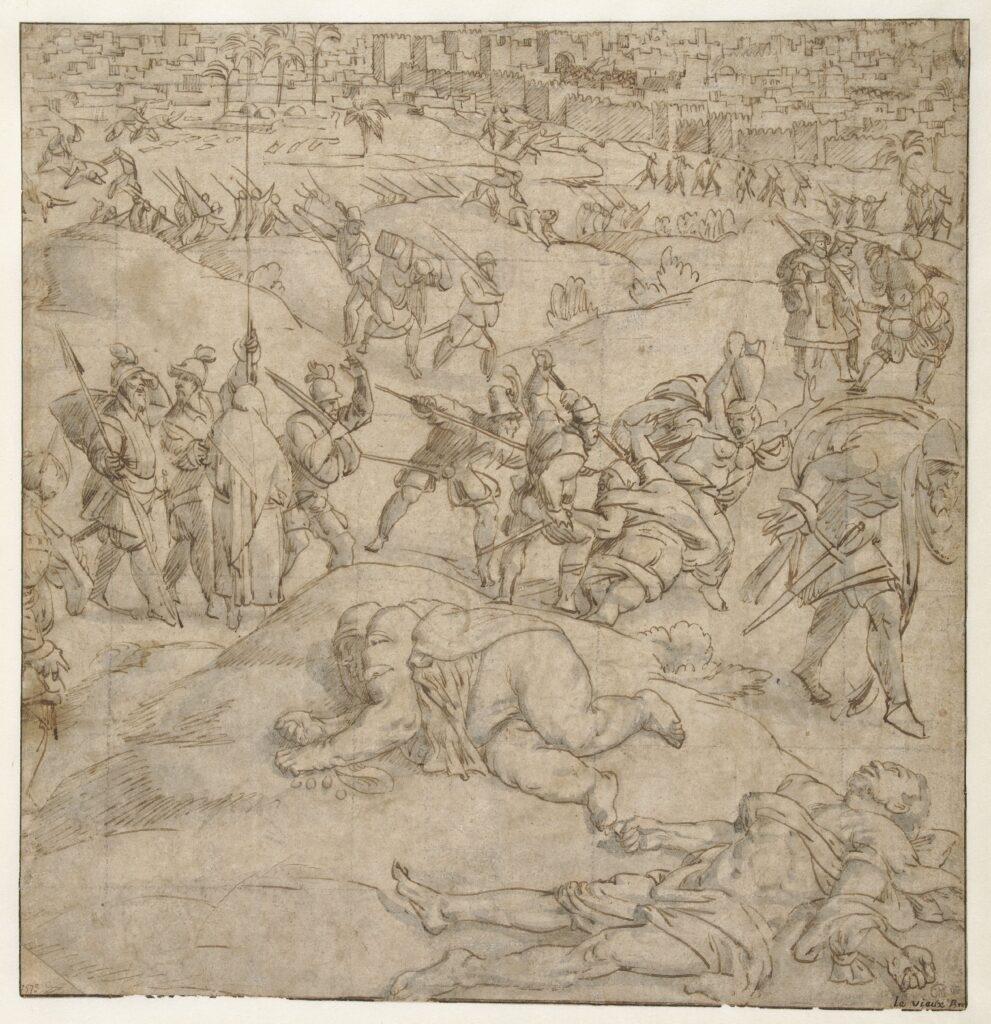 Jan Cornelisz Vermeyen, The Fall of Tunis, c 1545 Pen in brown ink and grey wash, 13.9 x 13.6 in Rijksmuseum, Amsterdam
