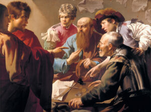 Hendrick ter Brugghen, The Calling of Saint Matthew, 1621 Oil on canvas, 5 x 6.4 in Centraal Museum, Utrecht, Netherlands